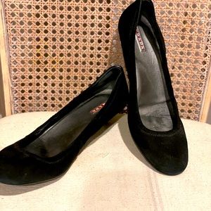 Prada Shoes - Kitten Heel - Black Suede Size 40